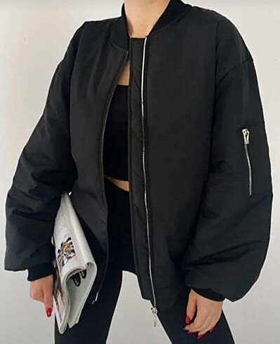 Siyah Bomber Mont