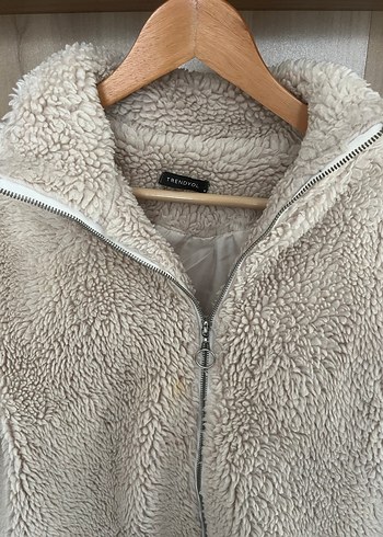 Bej Peluş Kadın mont Yüksek Yaka - Görsel 2