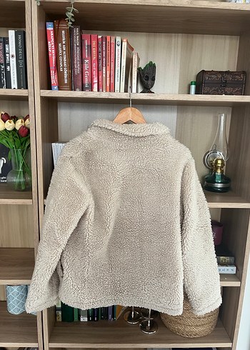 Bej Peluş Kadın mont Yüksek Yaka - Görsel 3