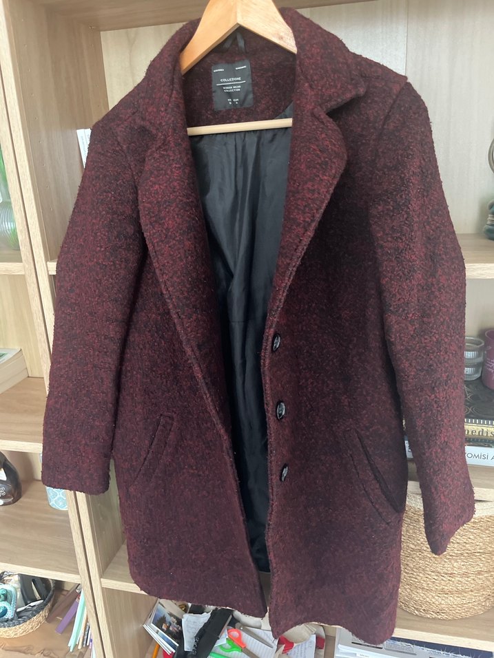 Bordo Düğmeli Kaban - Görsel 3