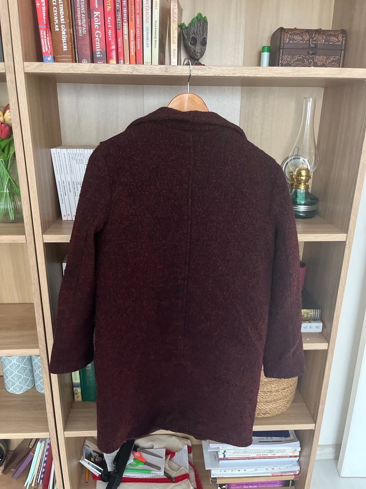 Bordo Düğmeli Kaban - Görsel 4