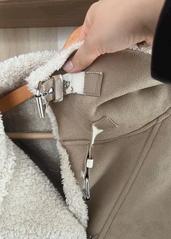 Kürklü Süet Kadın Ceket Bej - Görsel 3