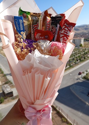 Pastel Pembe Çikolata Buketi Hediye
