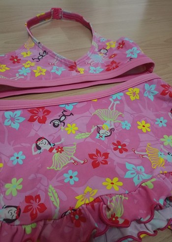 Çiçek Desenli Pembe Kız Bikini Takımı