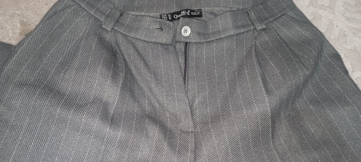 Gri Pilili Kadın Kumaş Pantolon - Görsel 2