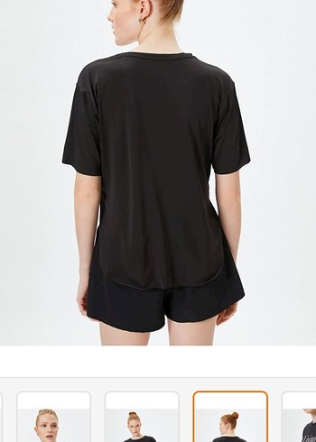 Siyah Baskılı Kısa Kadın Tişört - Görsel 2