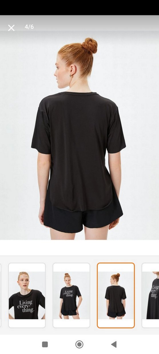 Siyah Baskılı Kısa Kadın Tişört - Görsel 2