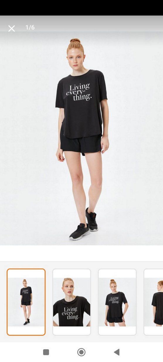 Siyah Baskılı Kısa Kadın Tişört - Görsel 3