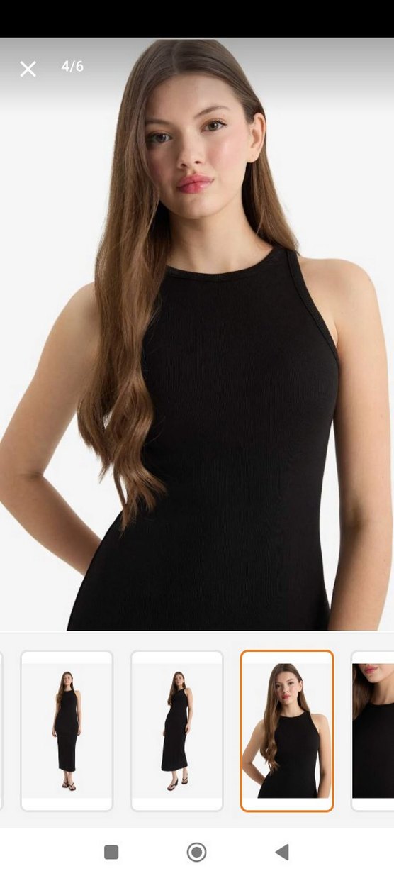 Siyah Yüksek Yakalı Uzun İnce Elbise - Görsel 2