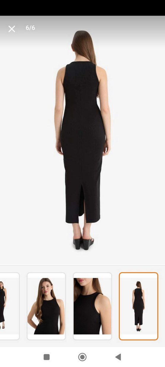 Siyah Yüksek Yakalı Uzun İnce Elbise - Görsel 3