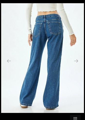 Çizgili Mavi Bol Kesim Kadın Kot Pantolon - Görsel 2