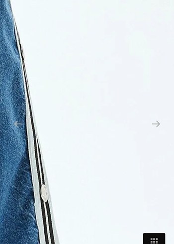 Çizgili Mavi Bol Kesim Kadın Kot Pantolon - Görsel 5