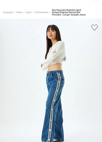 Çizgili Mavi Bol Kesim Kadın Kot Pantolon - Görsel 4
