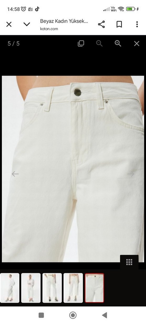 Beyaz Regular Fit Midi Kadın Kot Pantolon - Görsel 4