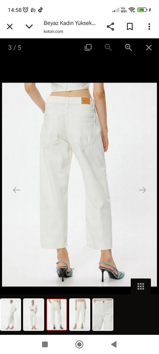 Beyaz Regular Fit Midi Kadın Kot Pantolon - Görsel 2