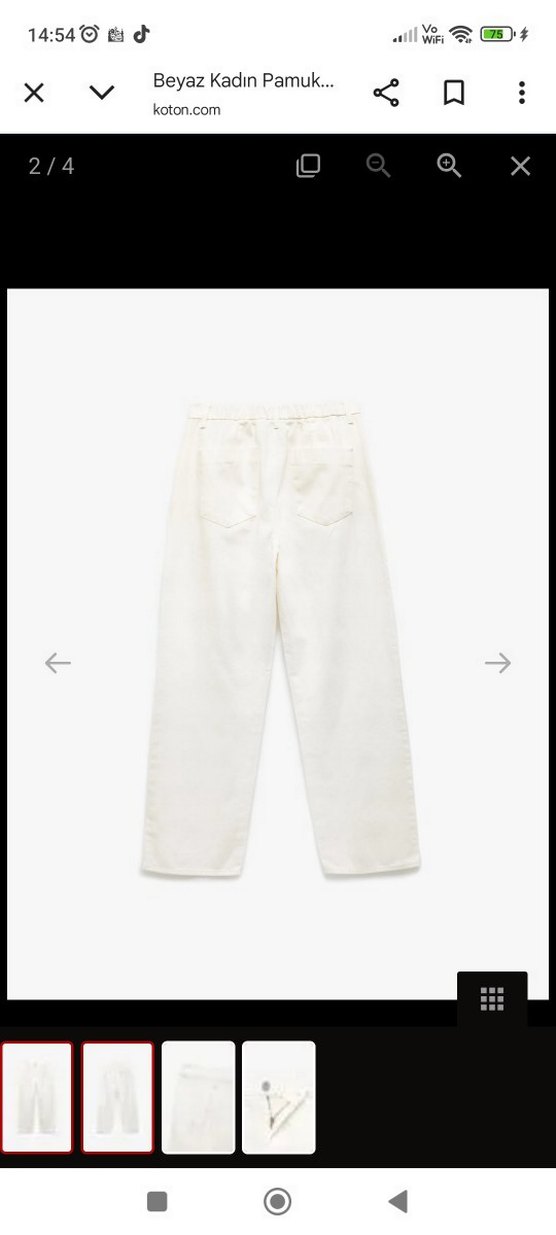 Beyaz Regular Fit Keten Kadın Pantolon - Görsel 2