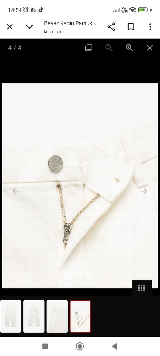 Beyaz Regular Fit Keten Kadın Pantolon - Görsel 3