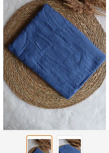 Kadın Mavi bambu kraş Şal - Görsel 2