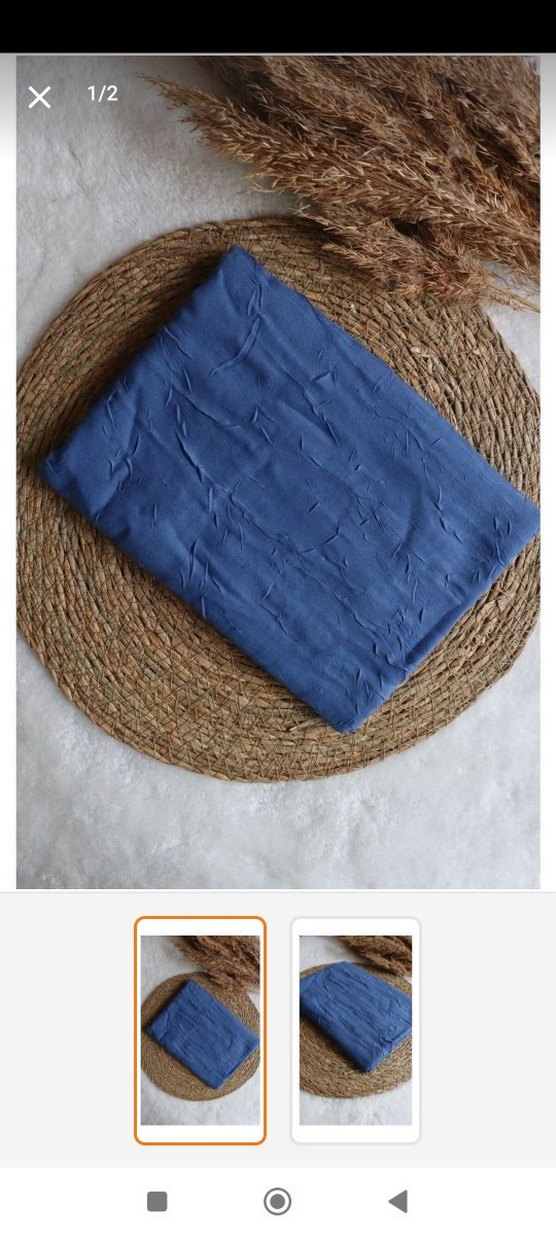 Kadın Mavi bambu kraş Şal - Görsel 2