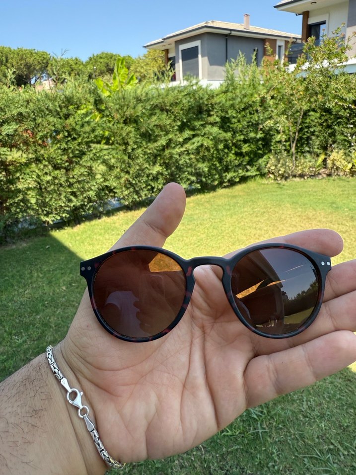 Leopar desenli Kahverengi Kadın Güneş Gözlüğü - Görsel 2