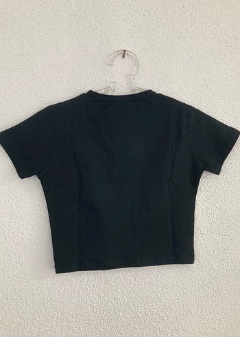 Zara Zara Siyah Kısa Kollu Crop Tişört
