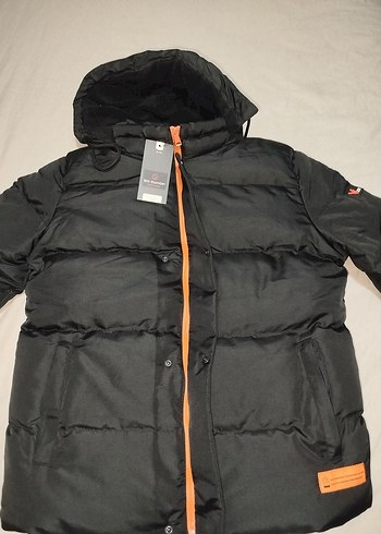 Siyah Kapüşonlu Fermuarlı Erkek Mont - Görsel 2