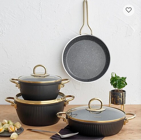 Emsan Line 7 Parça Granit Tencere Seti Gold Siyah - Görsel 2