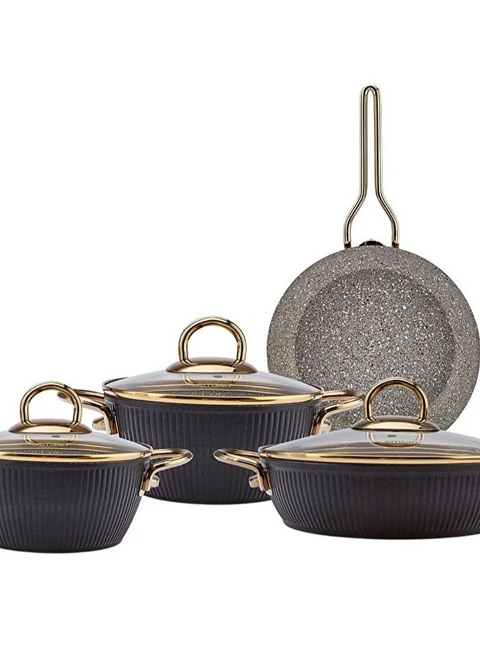 Emsan Line 7 Parça Granit Tencere Seti Gold Siyah - Görsel 3