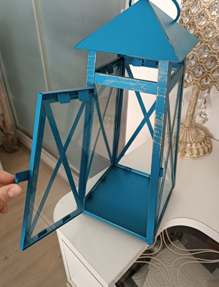 paşabahçe Mavi Metal Dekoratif Fener - Görsel 2