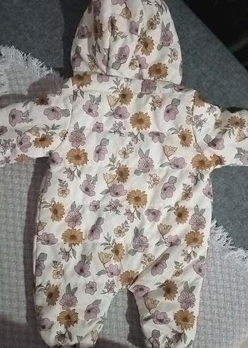 Kapüşonlu, Fermuarlı Baskılı Bebek Tulumu 3-6 ay - Görsel 3