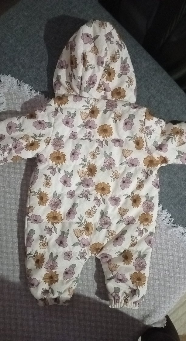 Kapüşonlu, Fermuarlı Baskılı Bebek Tulumu 3-6 ay - Görsel 3