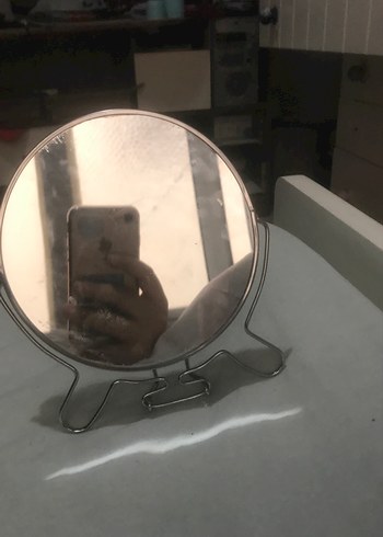 Gri Yuvarlak Metal Çerçeveli Ayna - Görsel 4