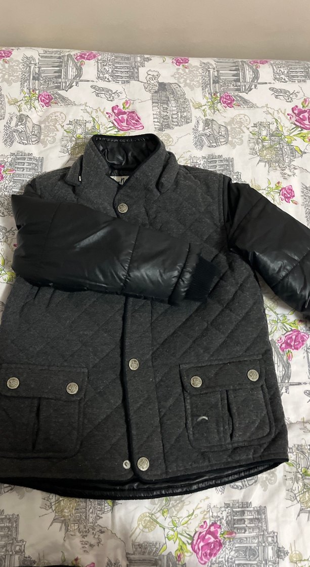 Erkek Çocuk Gri Düğmeli Mont - Görsel 2