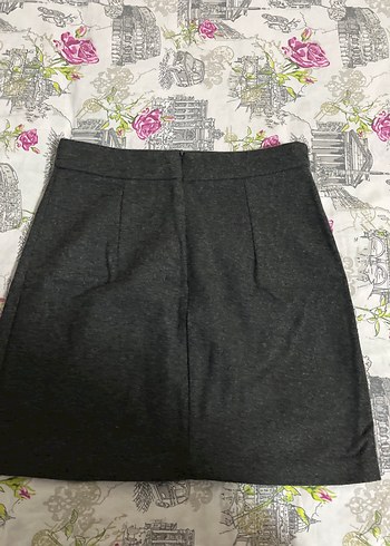 Düğmeli Gri Midi Kadın Etek - Görsel 2