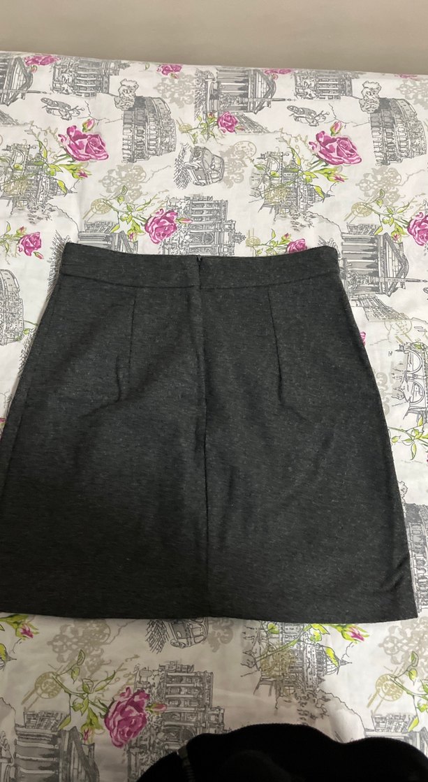 Düğmeli Gri Midi Kadın Etek - Görsel 2