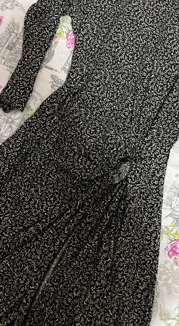 Bohem Siyah Desenli Uzun Elbise - Görsel 2