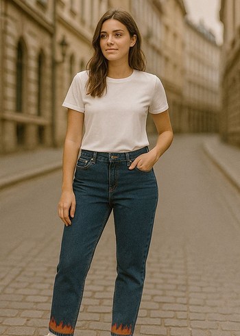 Kadın Pembe Pamuklu Salaş Boyfriend Pantolon - Görsel 7