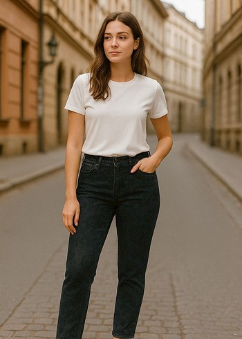 Kadın Pembe Pamuklu Salaş Boyfriend Pantolon - Görsel 4