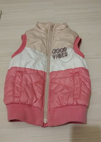 Kız Çocuk Pembe Fermuarlı Yelek - Görsel 3