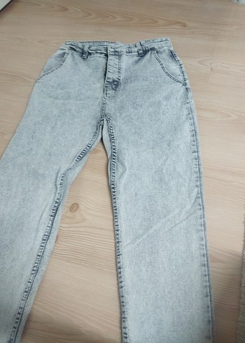 Buz mavi paça lastikli erkek Kot Pantolon - Görsel 2