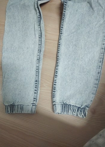 Buz mavi paça lastikli erkek Kot Pantolon - Görsel 4