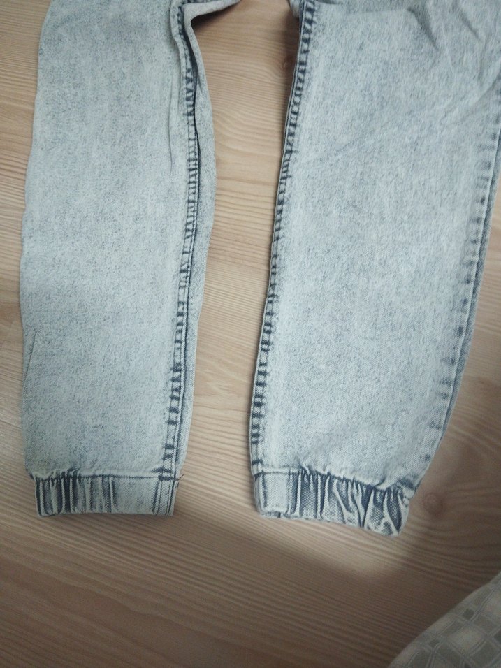 Buz mavi paça lastikli erkek Kot Pantolon - Görsel 4