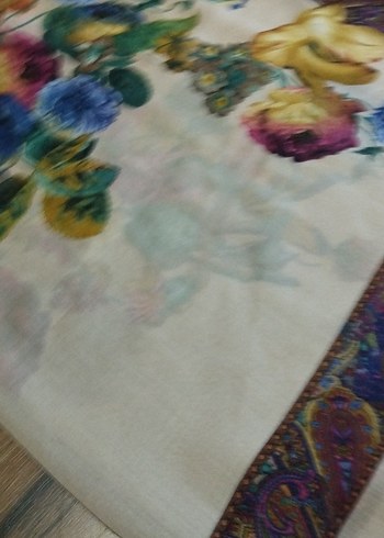 El emeği iğne oyalı Bohem Çok Renkli Kadın tülbent - Görsel 5