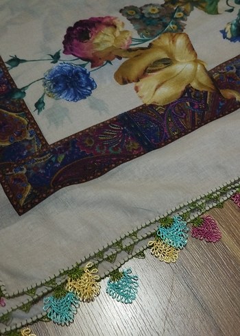 El emeği iğne oyalı Bohem Çok Renkli Kadın tülbent - Görsel 4