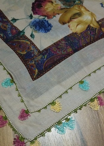 El emeği iğne oyalı Bohem Çok Renkli Kadın tülbent - Görsel 2