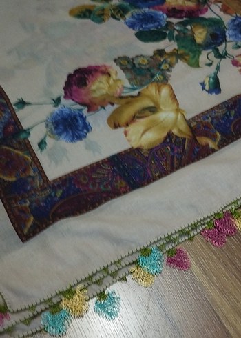 El emeği iğne oyalı Bohem Çok Renkli Kadın tülbent - Görsel 3