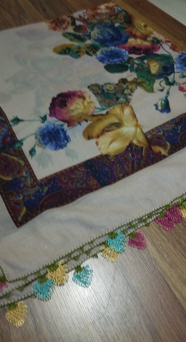 El emeği iğne oyalı Bohem Çok Renkli Kadın tülbent - Görsel 3