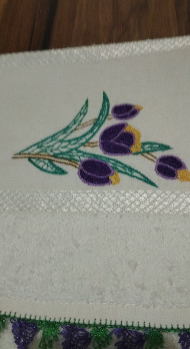 Mor Nakışlı Konvansiyonel Havlu - Görsel 4