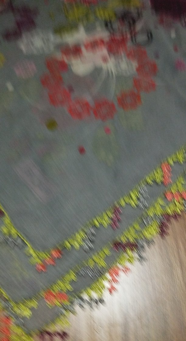 Gri Çok Renkli İğne oyalı Bohem Kadın tülbent - Görsel 3