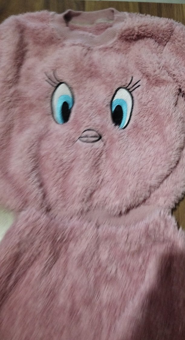 Kızlar için Pembe Peluş Nakışlı Eşofman Takımı - Görsel 2